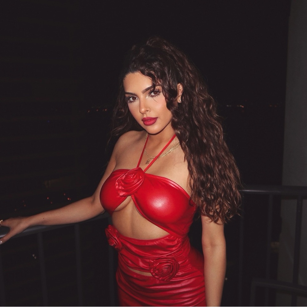 Rose mini latex dress